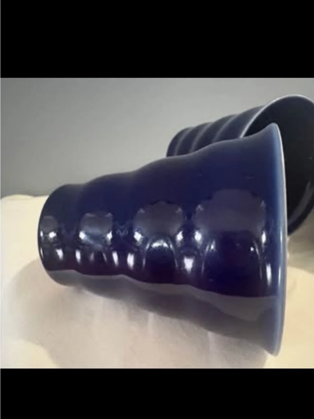 Dark cobalt blue, ribbed ceramic tumblers Boda Nova, Sweden